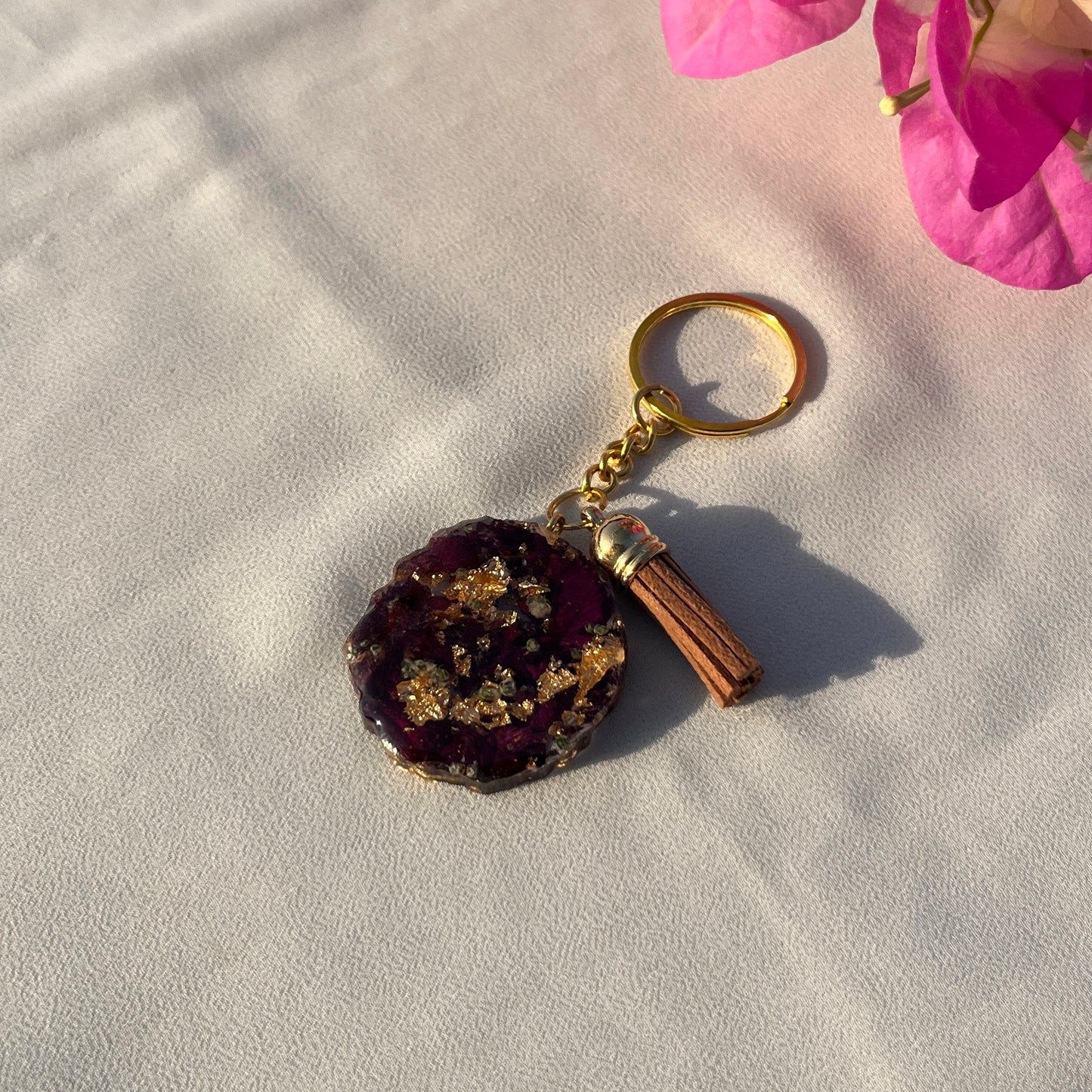 Real Rose round keychain