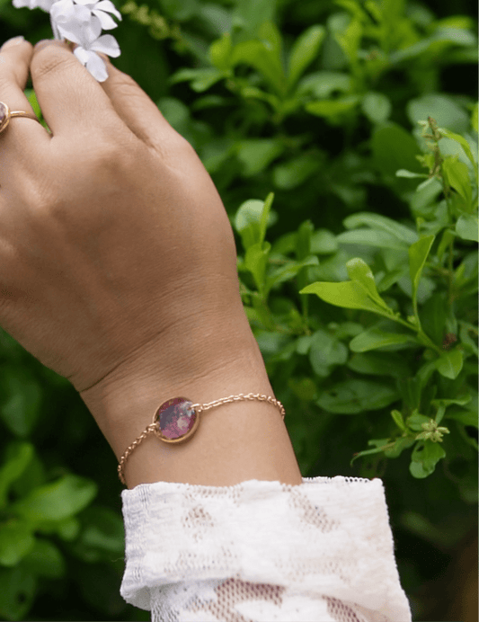 Real Rose Round Anti-Tarnish Bracelet Gift for Women - Customizable