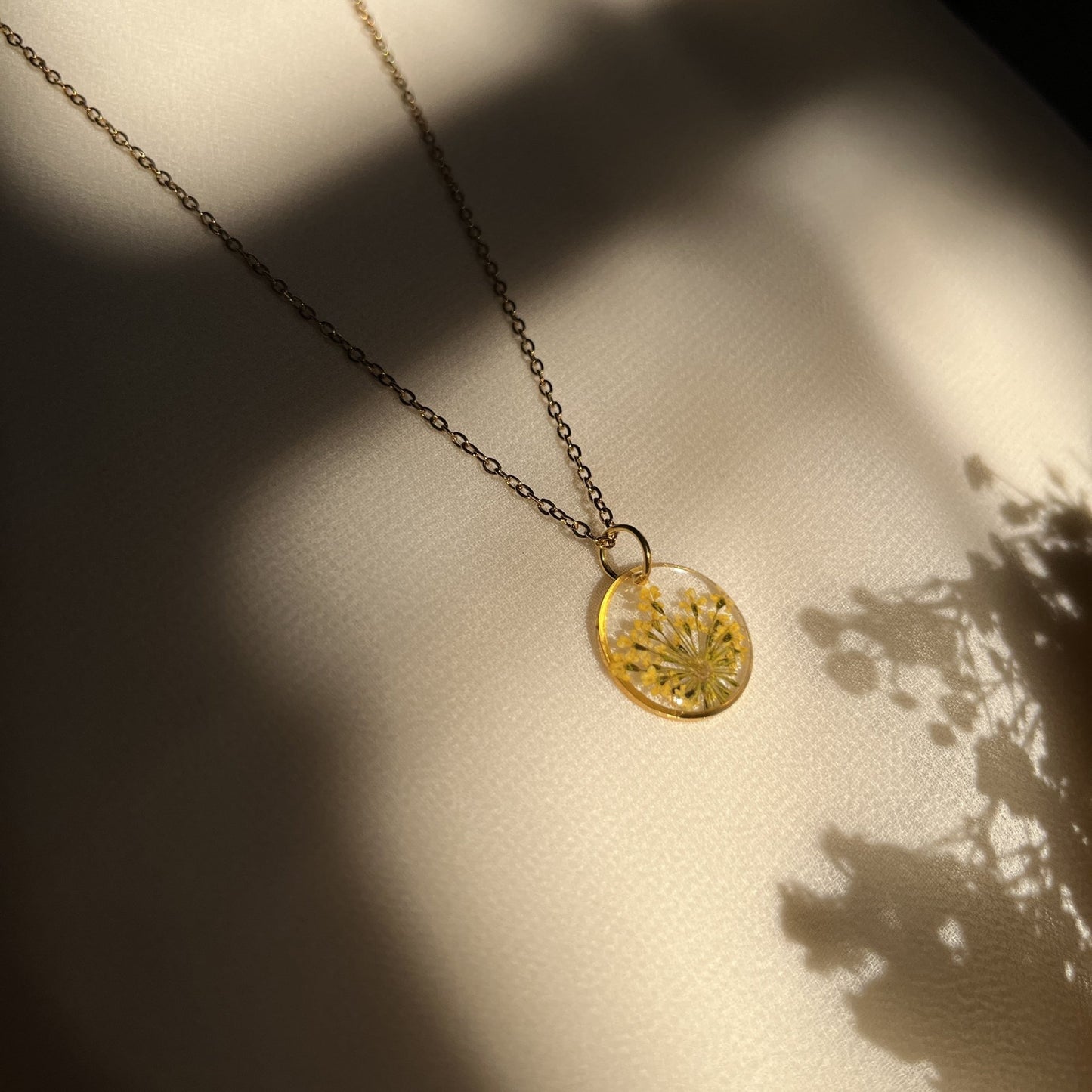 Minimalist Yellow Real Flower Anti-Tarnish Pendant- Customizable Gift for Her