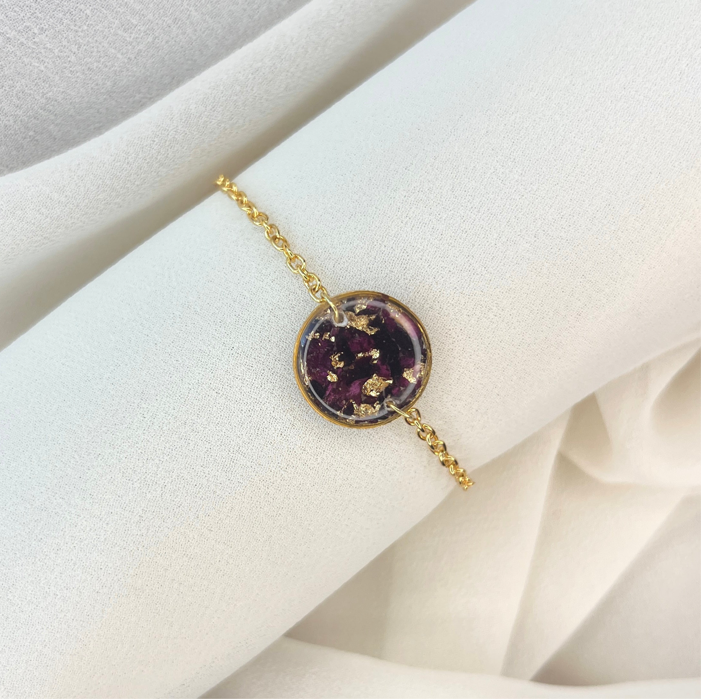 Real Rose Round Anti-Tarnish Bracelet Gift for Women - Customizable
