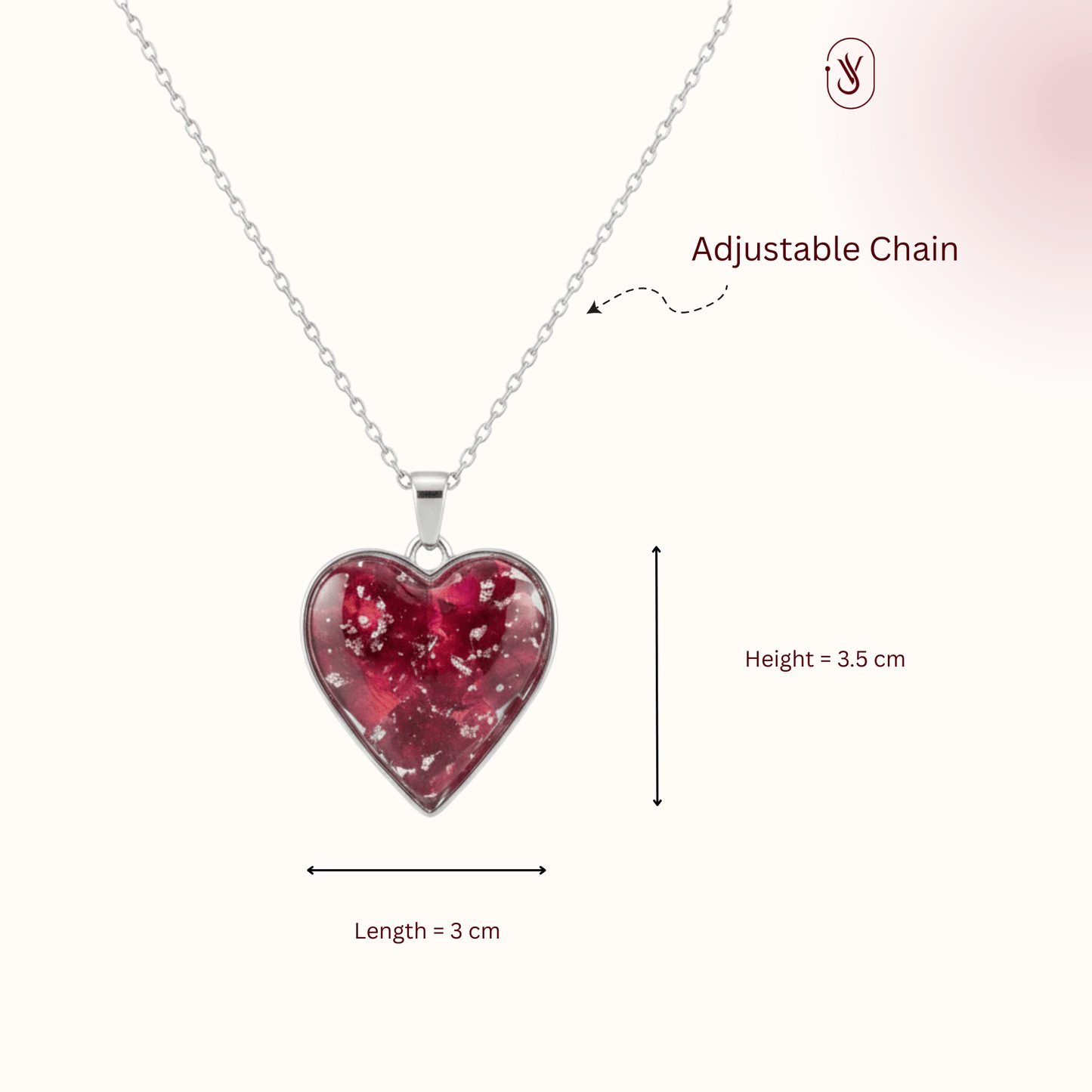 Rose Heart Shape Anti Tarnish Necklace- Customisable Gift For Her