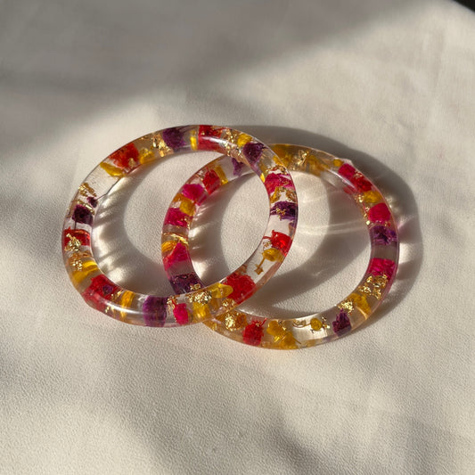 Real Multi colour Flower Resin Bangles (Pair of 2) – Handmade & Preserved Forever
