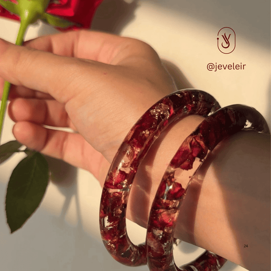 Handmade Real Rose Bangles – Customisable Pair of 2 | Unique Gift for Women