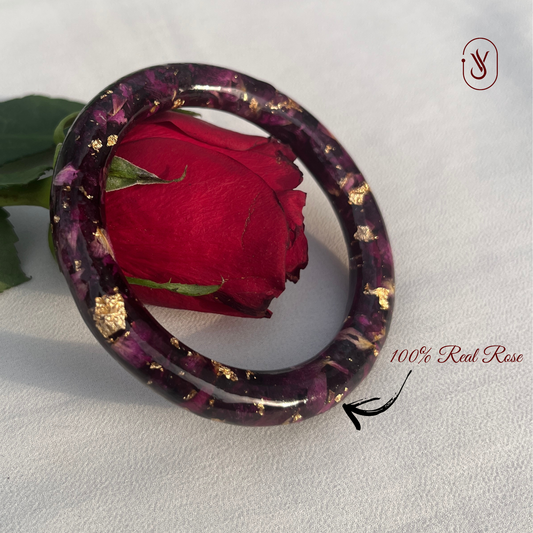 Real Rose Resin Bangles (Single) – Handmade & Preserved Forever