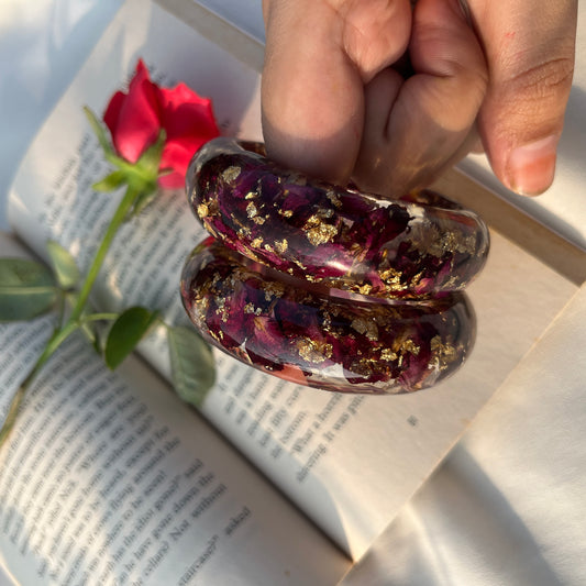 Handmade Real Flower Thick Kada | 100% Preserved Flower Bracelet for Women | Custom Resin Jewellery Gift