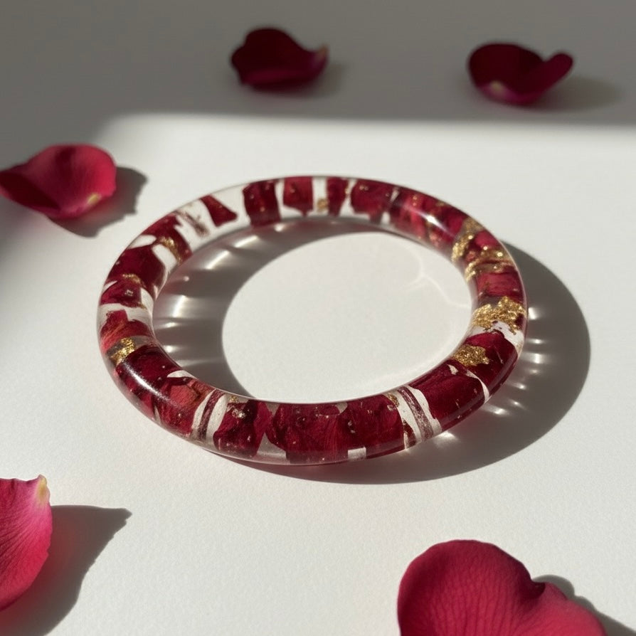 Handmade Real Rose Bangles – Customisable Pair of 2 | Unique Gift for Women