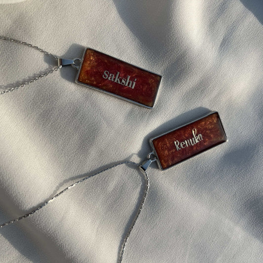 Personalised custom resin name pendants