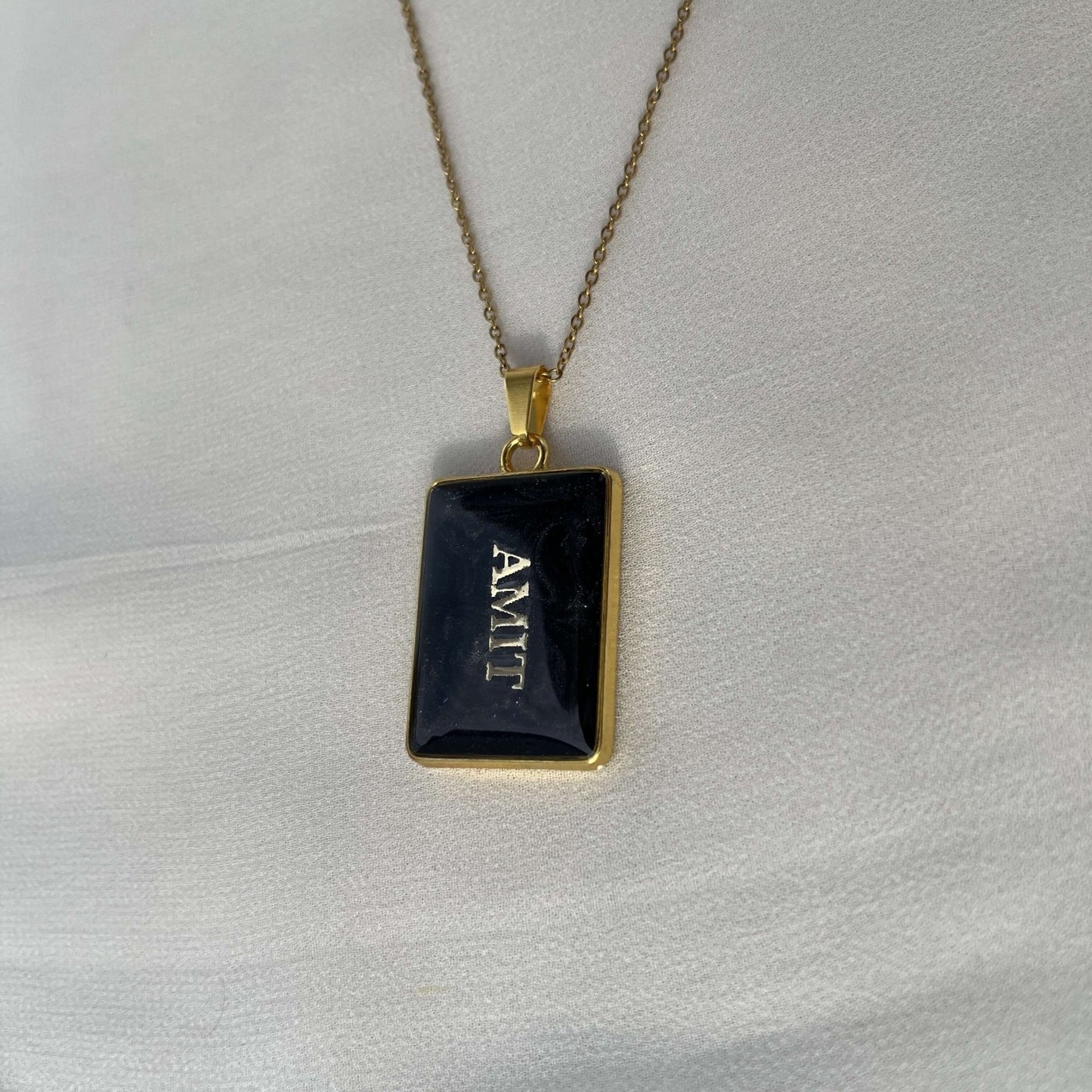 Personalised custom resin name pendants