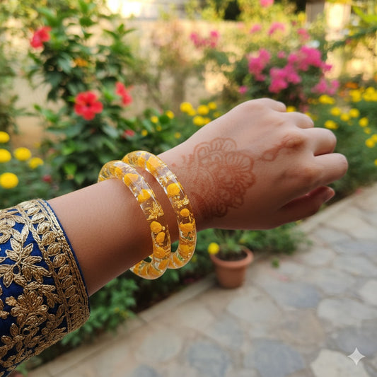 Handmade Real Flowers Bangles – Customisable Pair of 2 | Unique Gift for Women