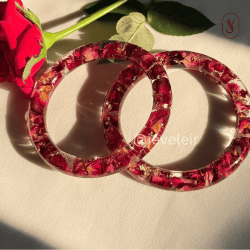 Handmade Real Flowers Bangles – Customisable Pair of 2 | Unique Gift for Women