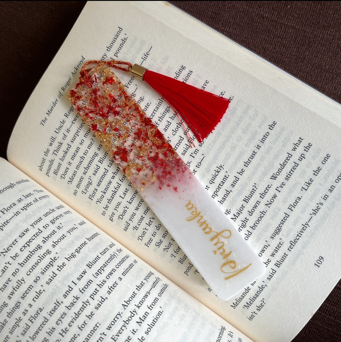 Handmade resin bookmark with real dried flowers