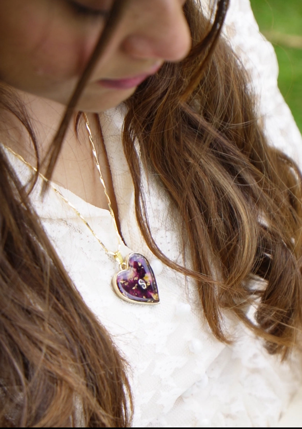 Handmade resin flower pendant gift for her