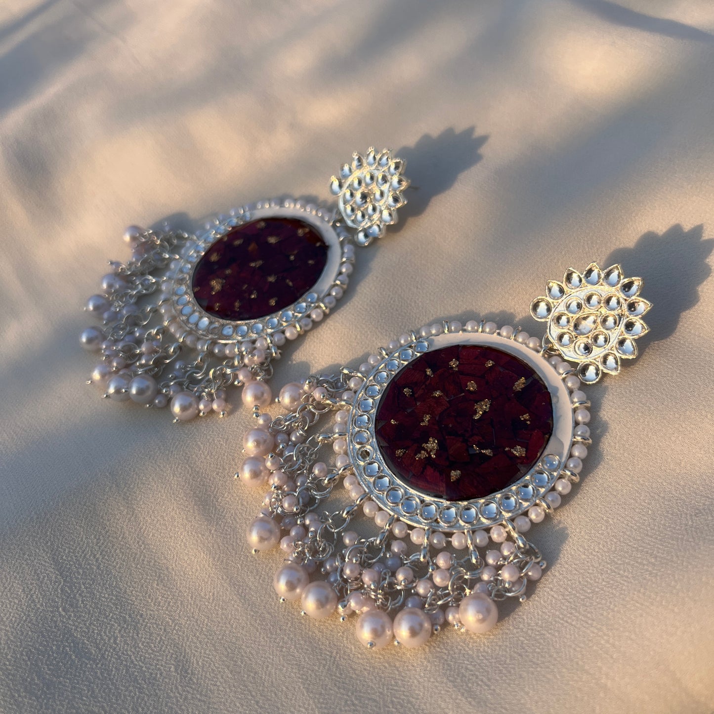 Chand Baliyan Rose Jhumka – Handmade Real Flower Resin Earrings | Valentine Gift for Her