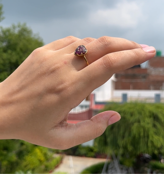 Real Rose Adjustable Stainless Steel Heart Ring - Customizable