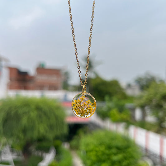 Minimalist Yellow Real Flower Anti-Tarnish Pendant- Customizable Gift for Her