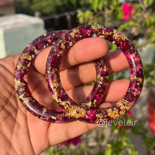 Handmade Real Flowers Bangles – Customisable Pair of 2 | Unique Gift for Women