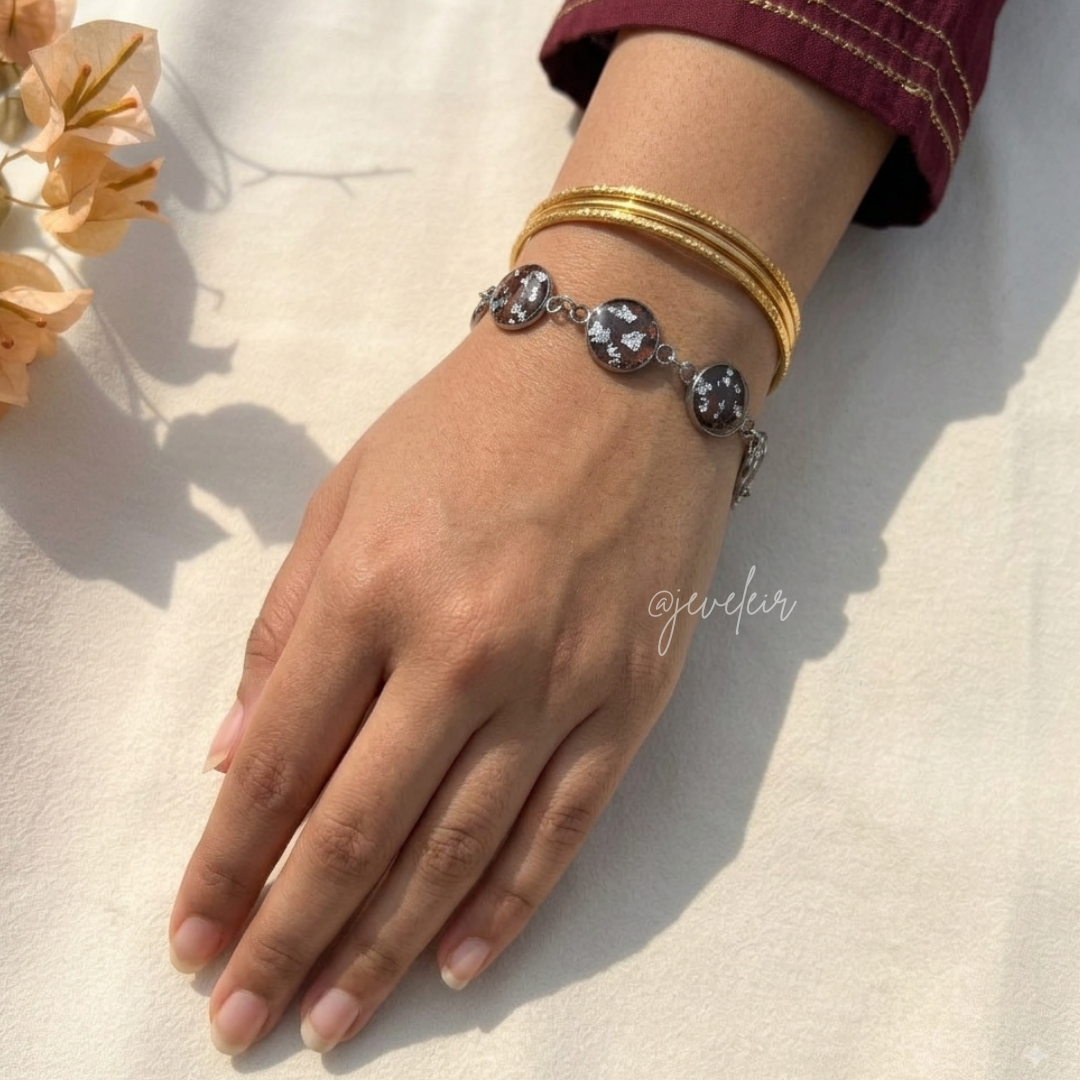 Silver Rose bracelet 6  bazzel Round