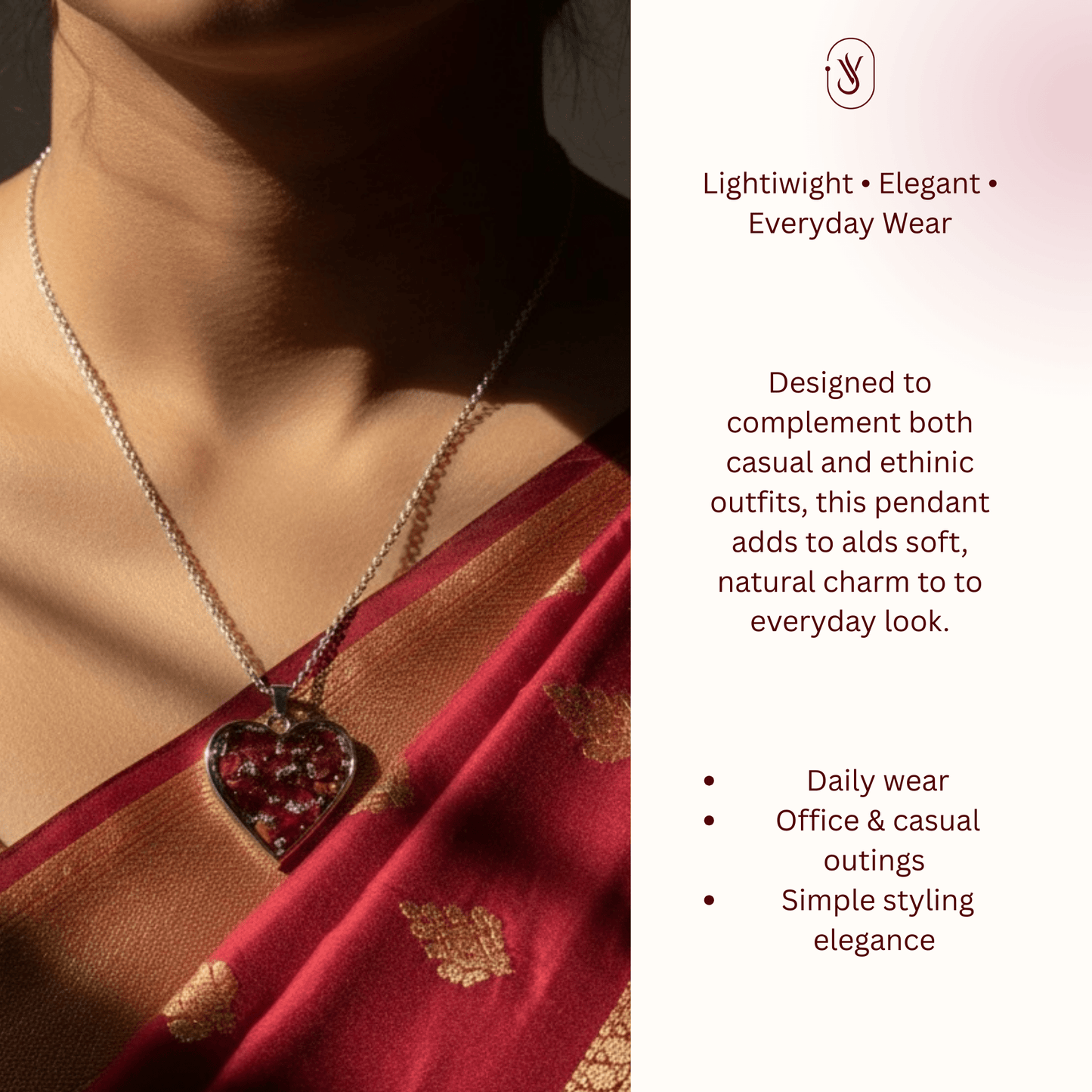 Rose Heart Shape Anti Tarnish Necklace- Customisable Gift For Her