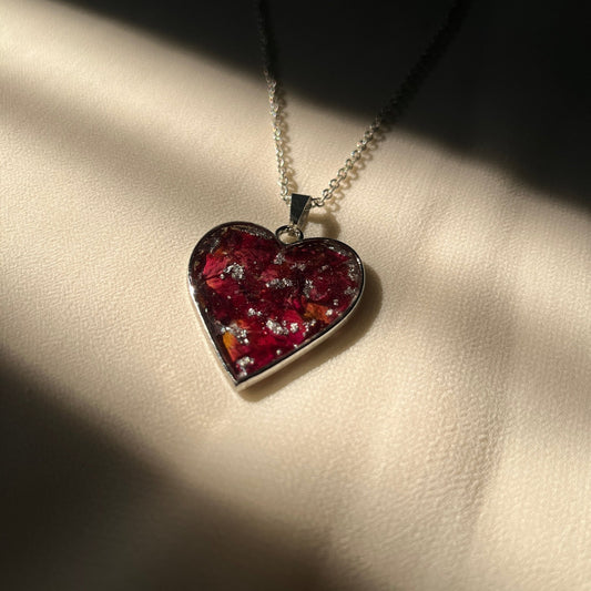 Rose Heart Shape Anti Tarnish Necklace- Customisable Gift For Her