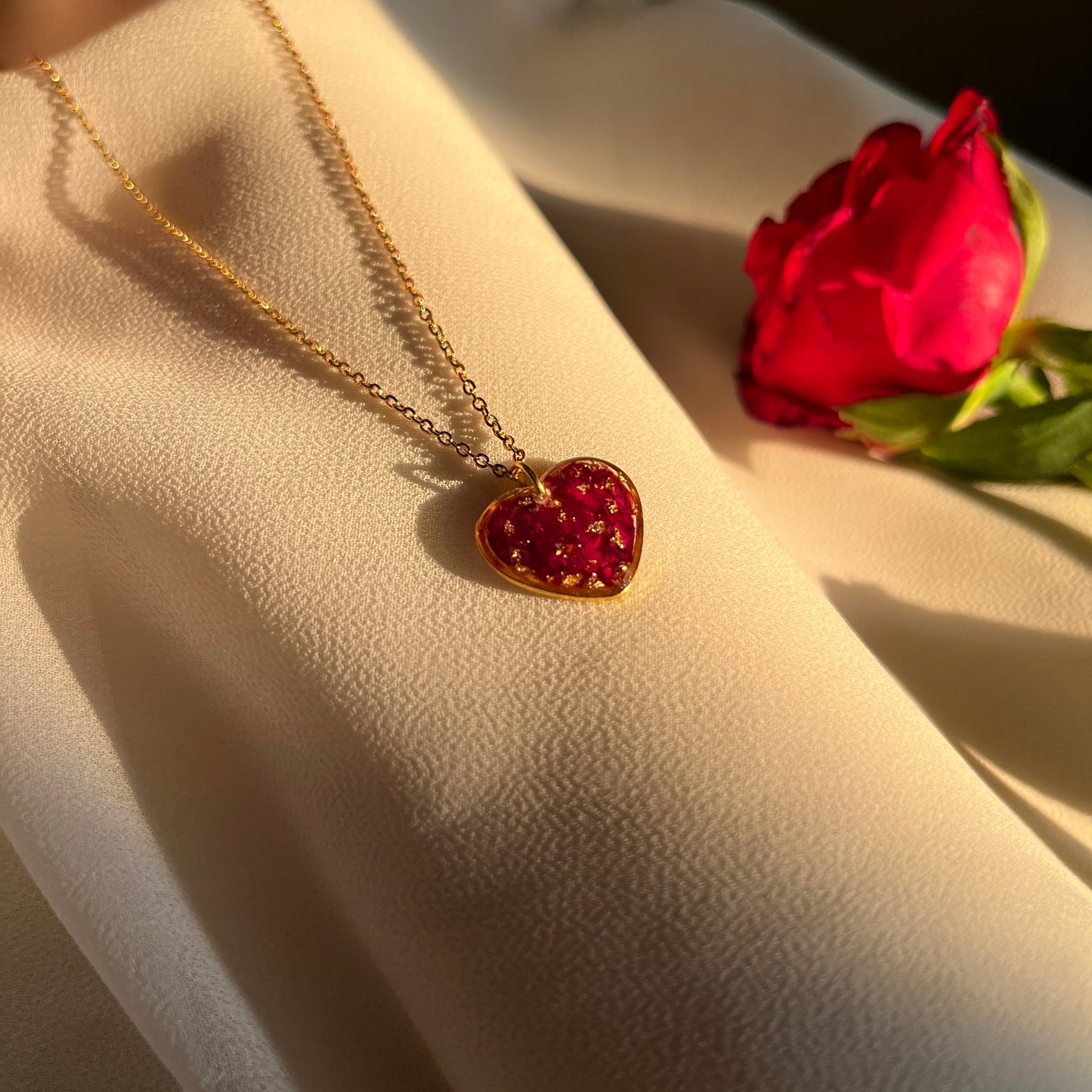 Real Rose Heart Jewelry Set – Pendant, Bracelet & Adjustable Ring | Anti-Tarnish Stainless Steel Gift for Her