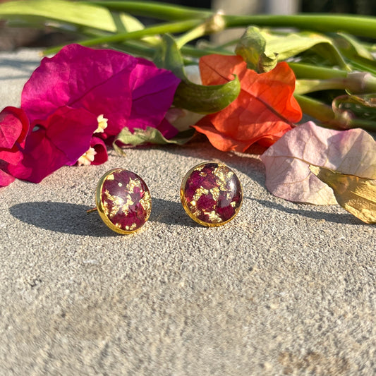 Real Rose Stud Anti-Tarnish Earrings – Customizable