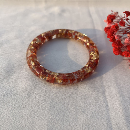 Real Red Flower Resin Bangle (Single) – Handmade & Preserved Forever