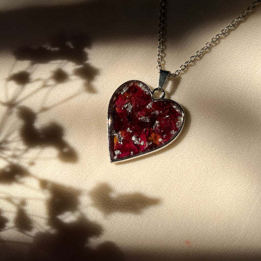 Rose Heart Shape Anti Tarnish Necklace- Customisable Gift For Her