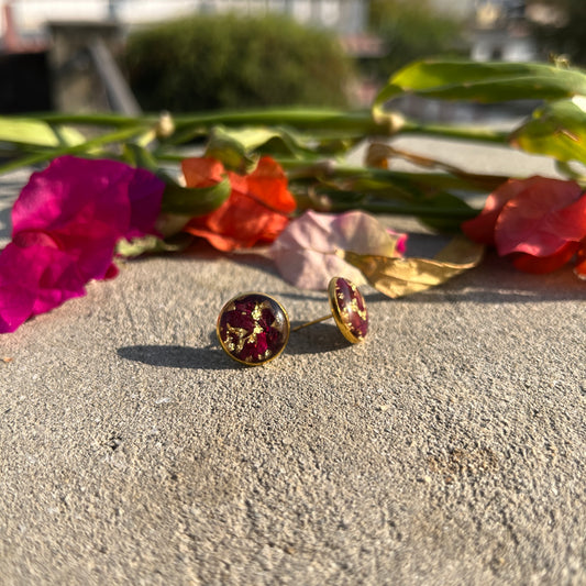 Real Rose Stud Anti-Tarnish Earrings – Customizable