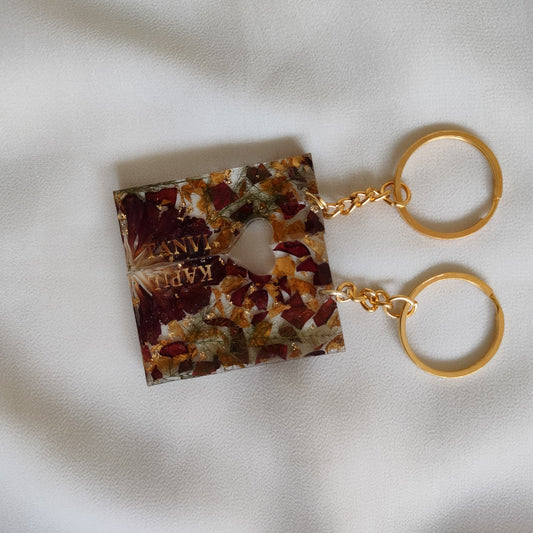 Couple Rose Name Keychain Set – Customizable