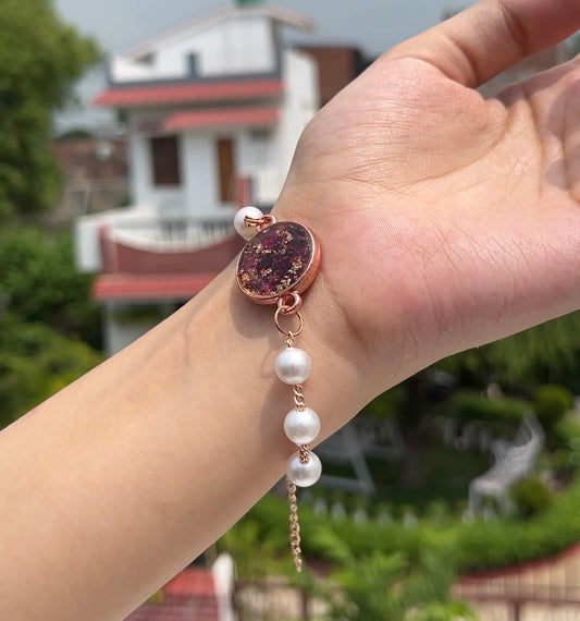 Real Rose Beads Anti-Tarnish Bracelet- Customizable