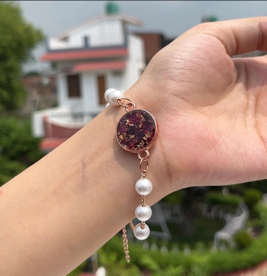 Real Rose Beads Anti-Tarnish Bracelet- Customizable