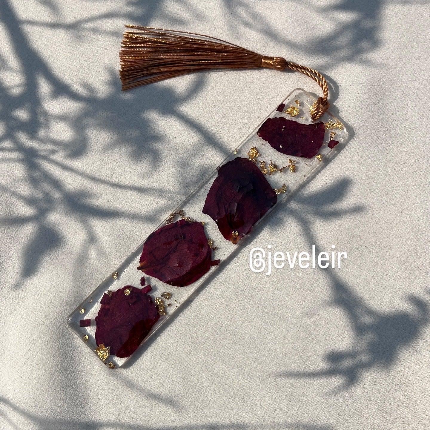 Real Rose Resin Bookmark with Tassel – Handmade Floral Bookmark | Personalized Gift by Jeveleir