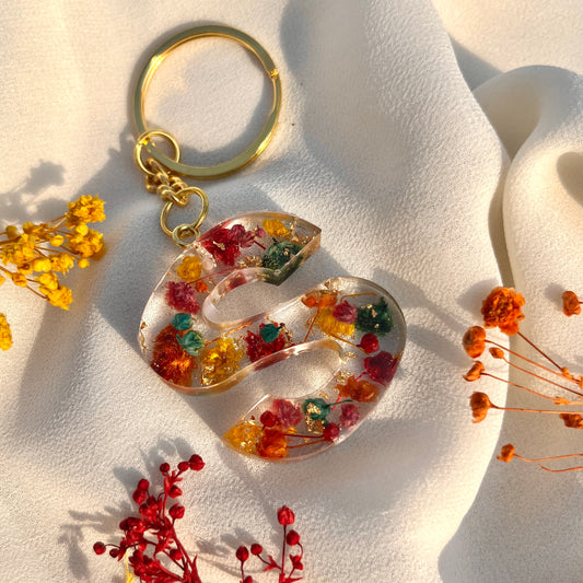 Multi Flower Initial Name Key Chain - Customise Gift For Her