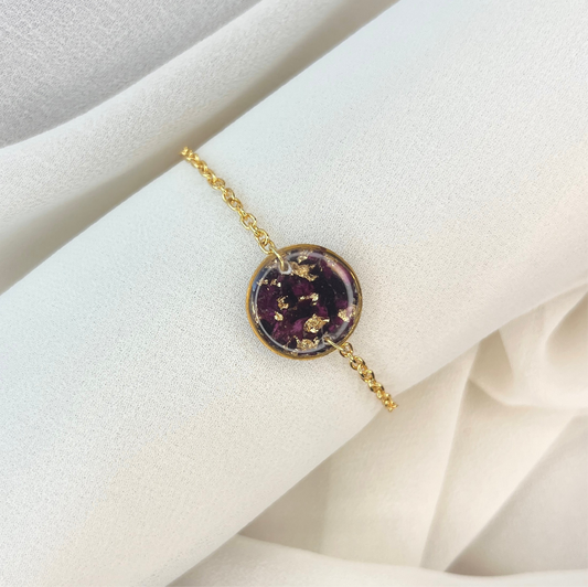 Real Rose Round Anti-Tarnish Bracelet Gift for Women - Customizable