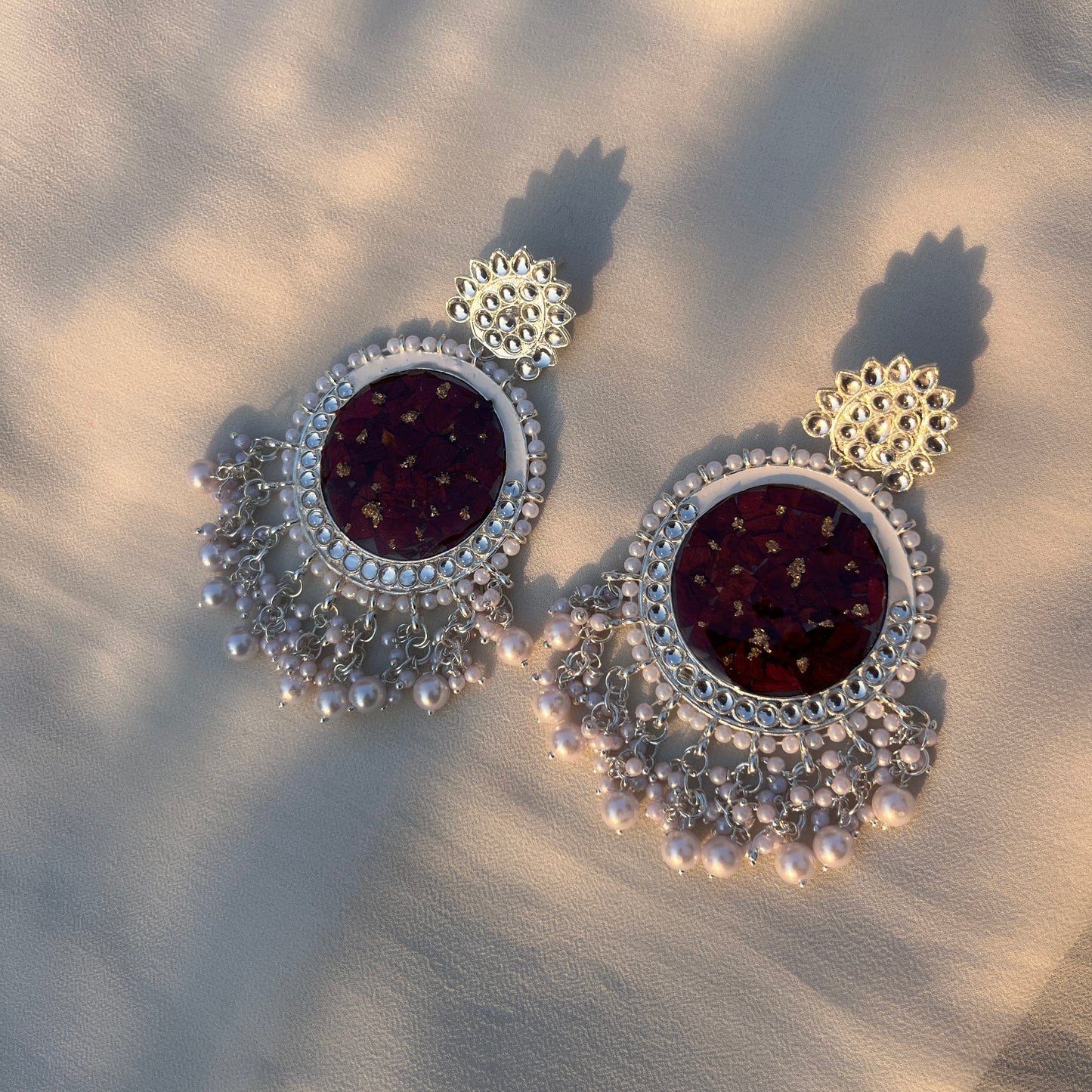 Chand Baliyan Rose Jhumka – Handmade Real Flower Resin Earrings | Valentine Gift for Her