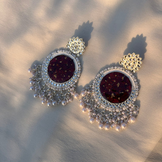 Chand Baliyan Rose Jhumka – Handmade Real Flower Resin Earrings | Valentine Gift for Her