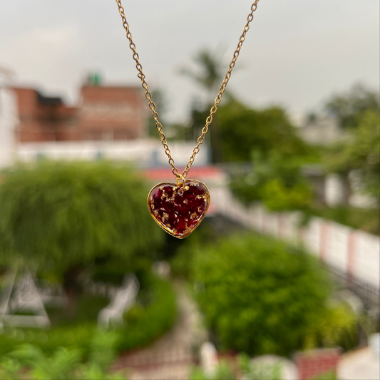 Minimalist Heart Real Rose Anti-Tarnish Pendant- Customizable Gift for Her