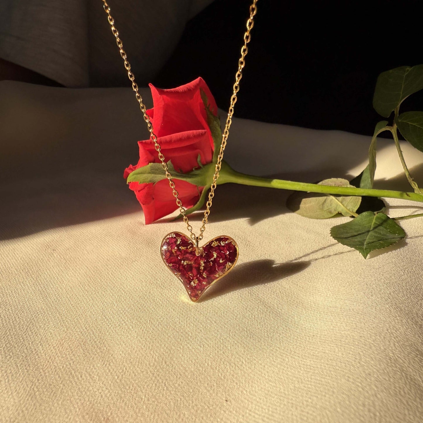 Minimal Rose Pendant – Real Rose Resin Necklace | Handmade Floral Jewelry India