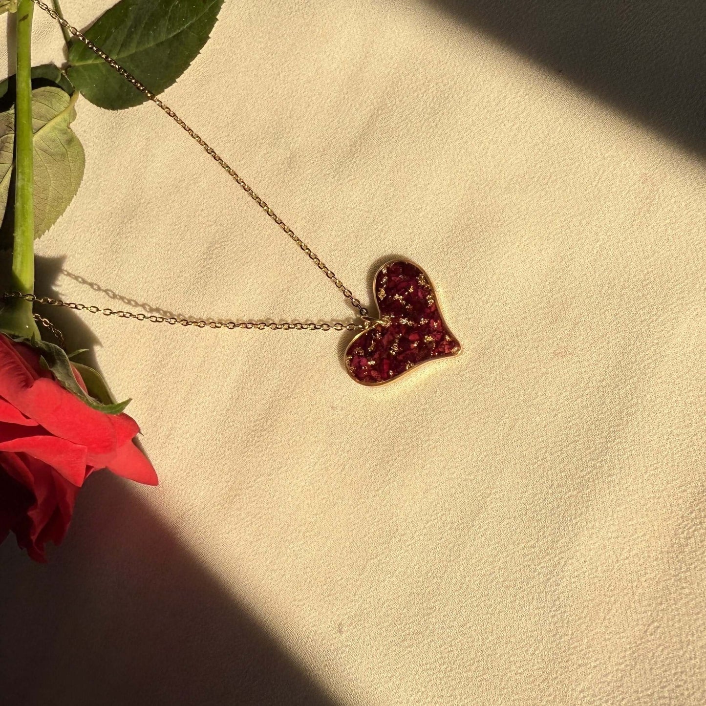 Minimal Rose Pendant – Real Rose Resin Necklace | Handmade Floral Jewelry India