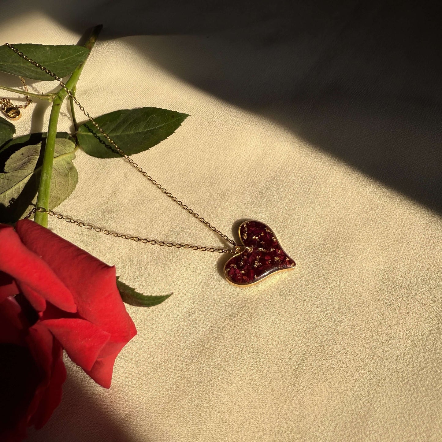 Minimal Rose Pendant – Real Rose Resin Necklace | Handmade Floral Jewelry India