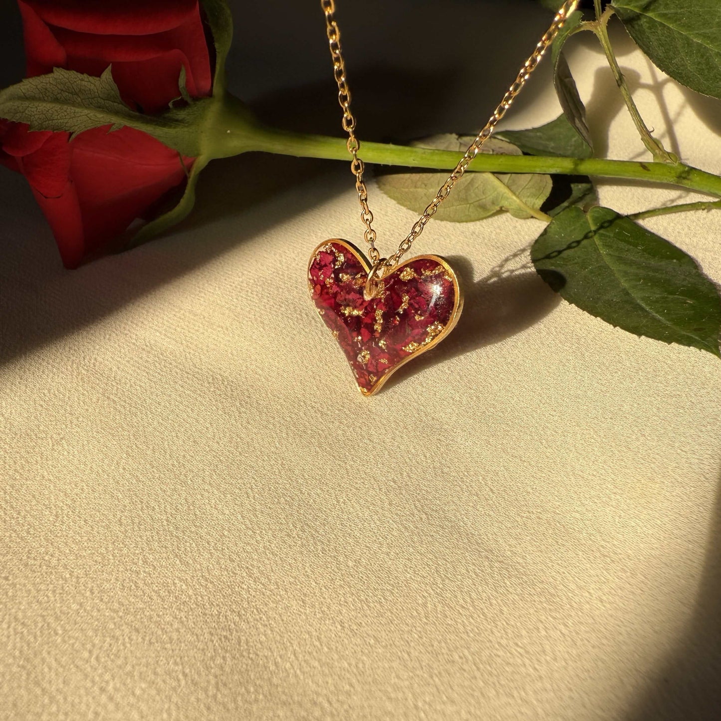 Minimal Rose Pendant – Real Rose Resin Necklace | Handmade Floral Jewelry India