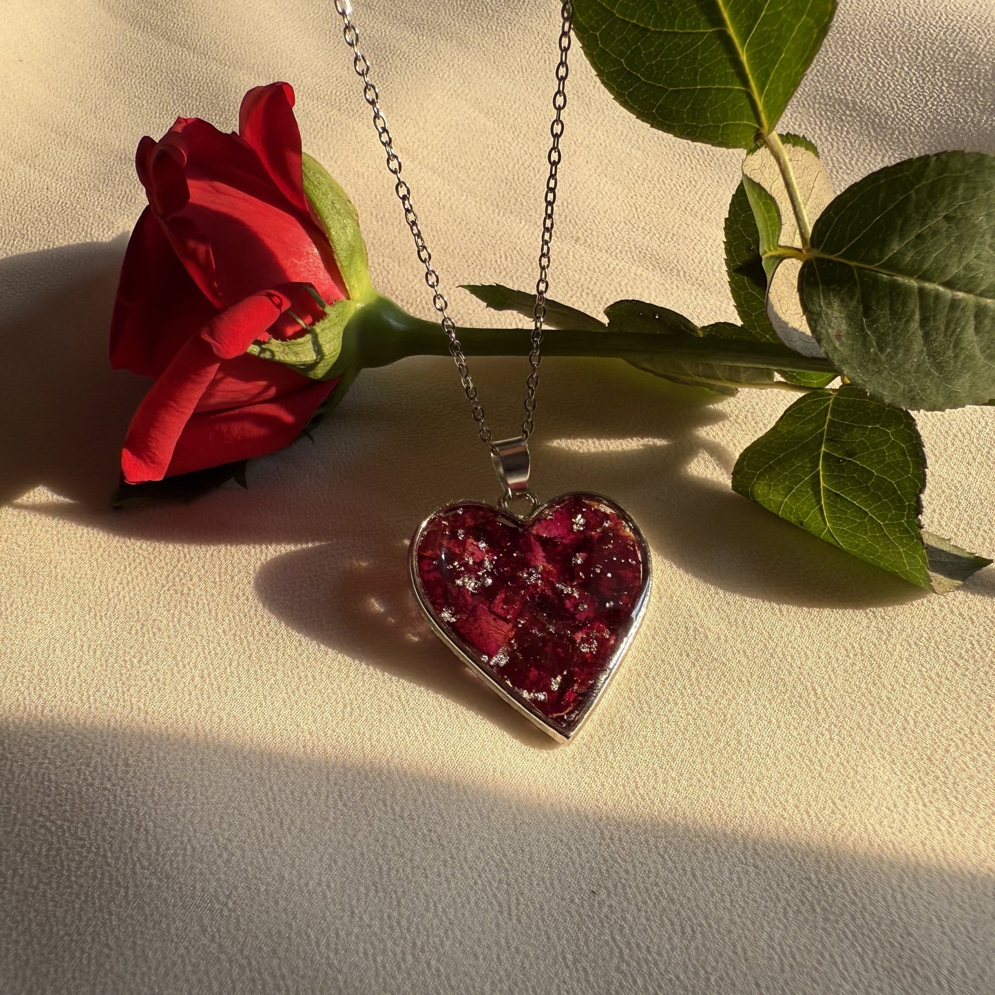 Rose Heart Shape Anti Tarnish Necklace- Customisable Gift For Her