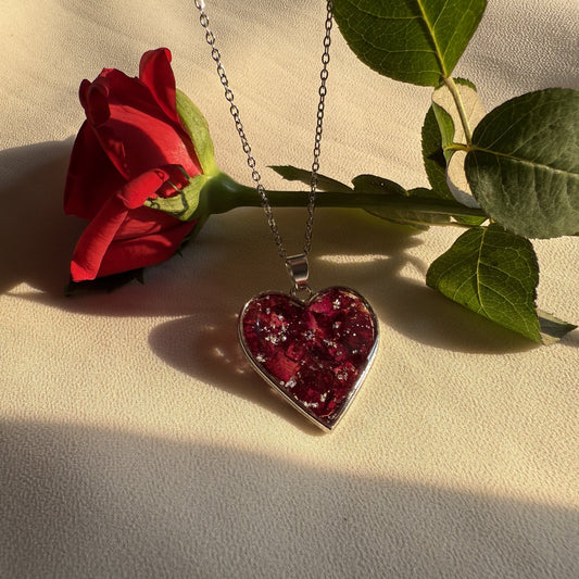 Rose Heart Shape Anti Tarnish Necklace- Customisable Gift For Her