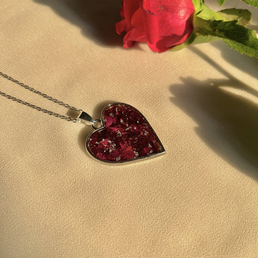 Rose Heart Shape Anti Tarnish Necklace- Customisable Gift For Her