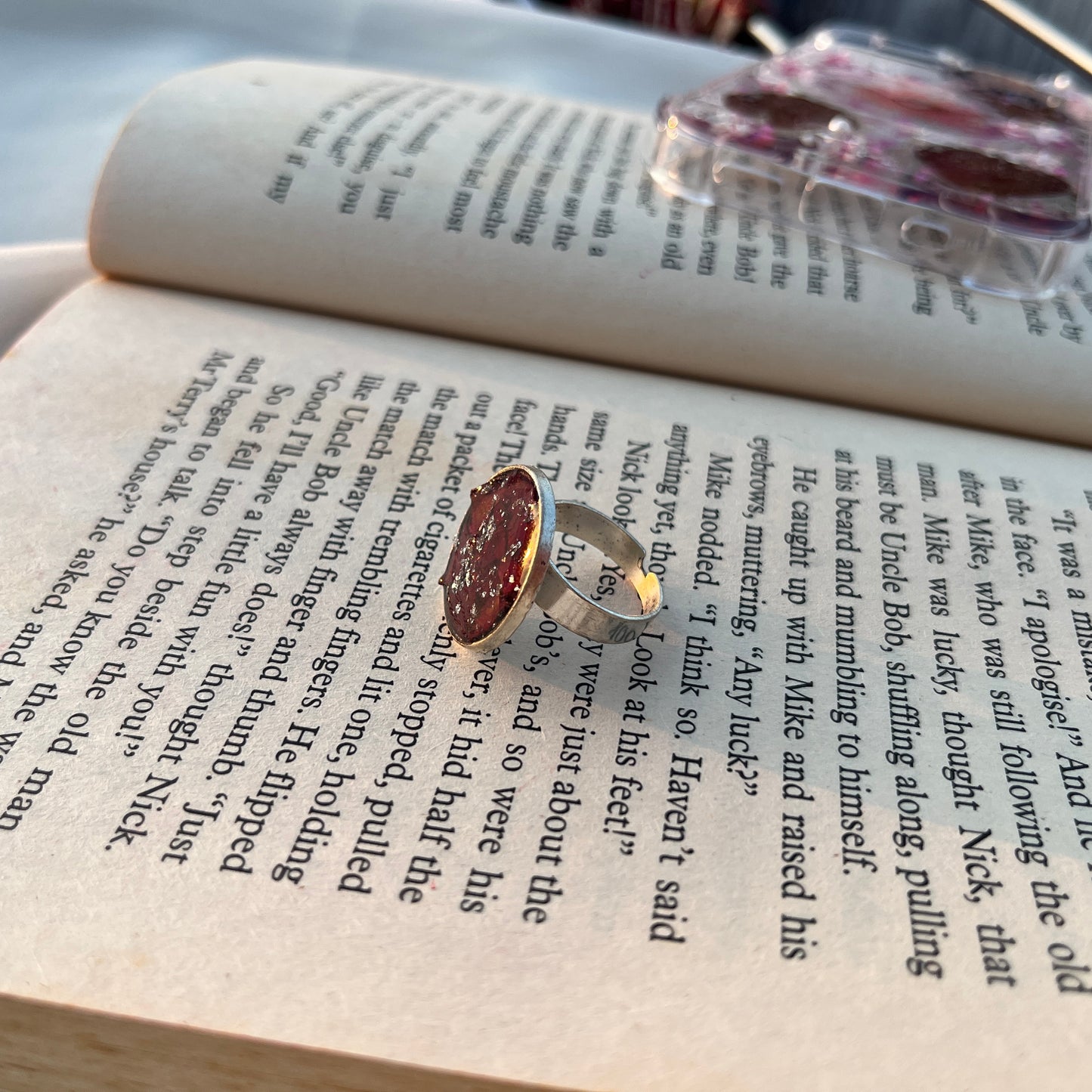 Unisex silver steel rose ring adjustable