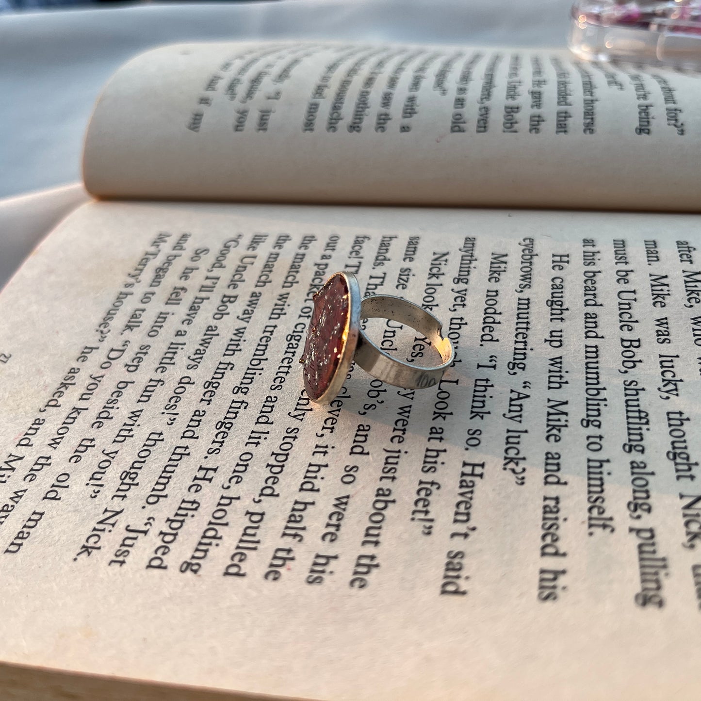 Unisex silver steel rose ring adjustable