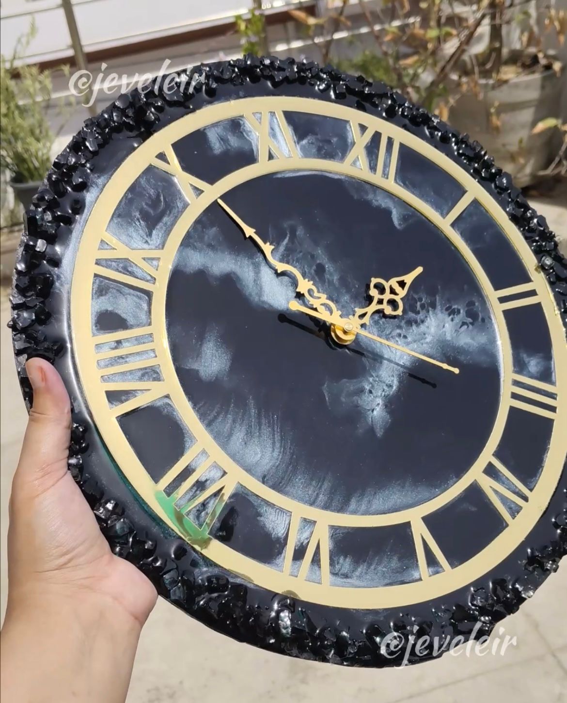 Custom Resin Clock with Real Flowers – Preserve Your Flowers Forever | Personalized 12-Inch Wall Clock