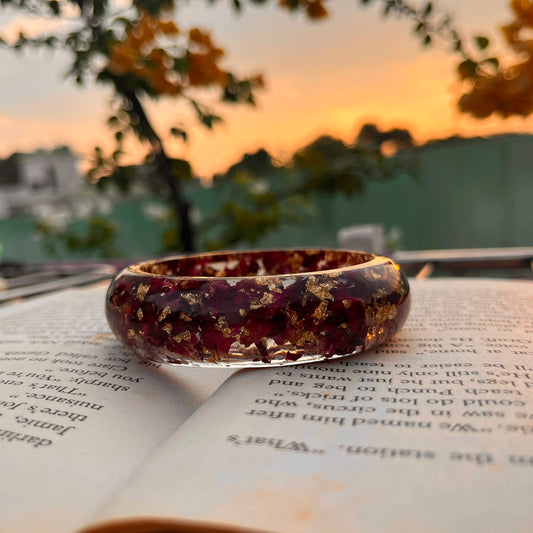 Handmade Real Rose Thick Kada (Single) | 100% Preserved Flower Bracelet for Women | Custom Resin Jewellery Gift