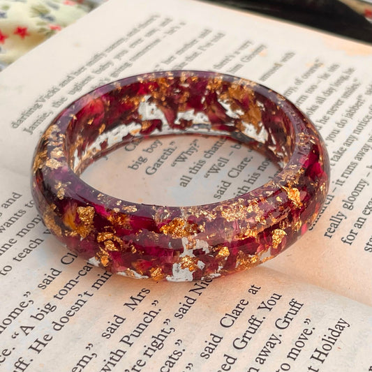 Handmade Real Rose Thick Kada (Single) | 100% Preserved Flower Bracelet for Women | Custom Resin Jewellery Gift