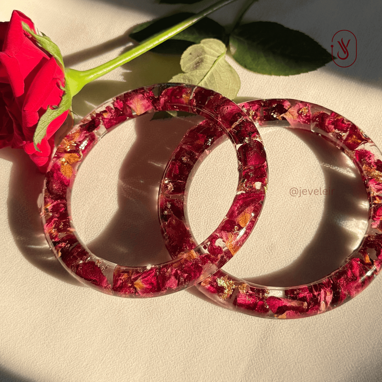 Handmade Real Rose Bangles – Customisable Pair of 2 | Unique Gift for Women